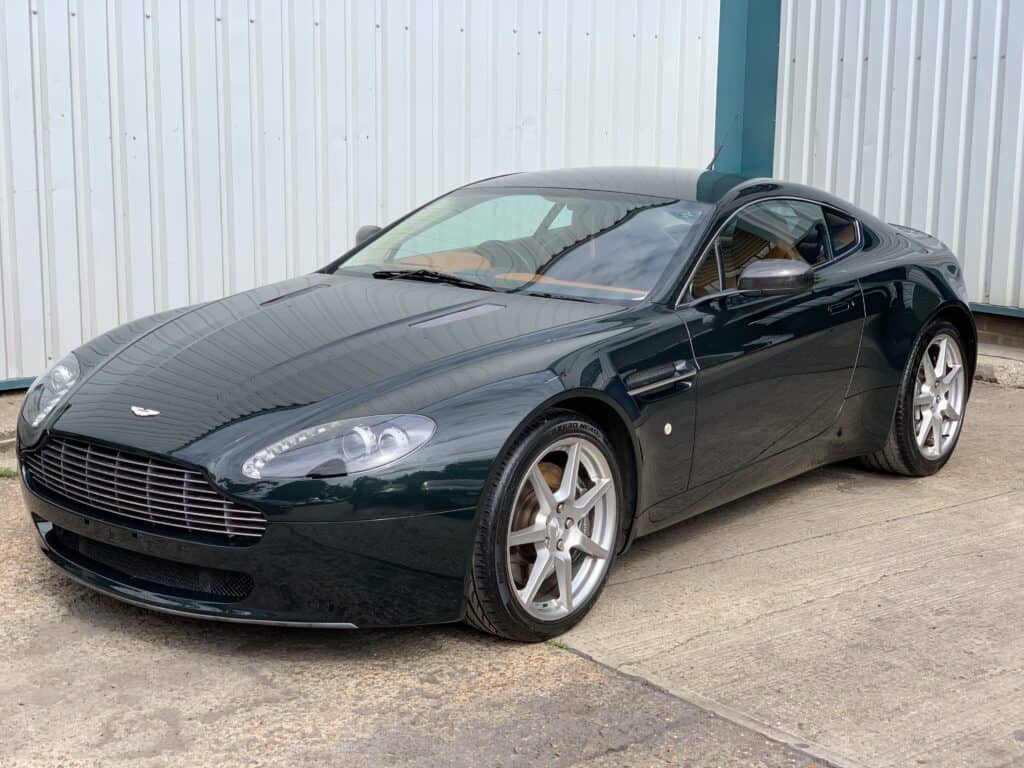 High-quality Aston Martin sports car undergoing accident repair services.