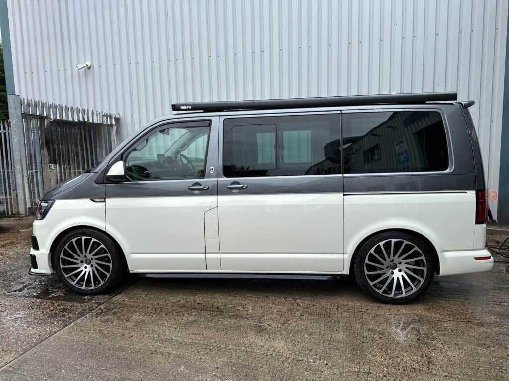 Vehicle respray adding two tone, focusing on van restoration.